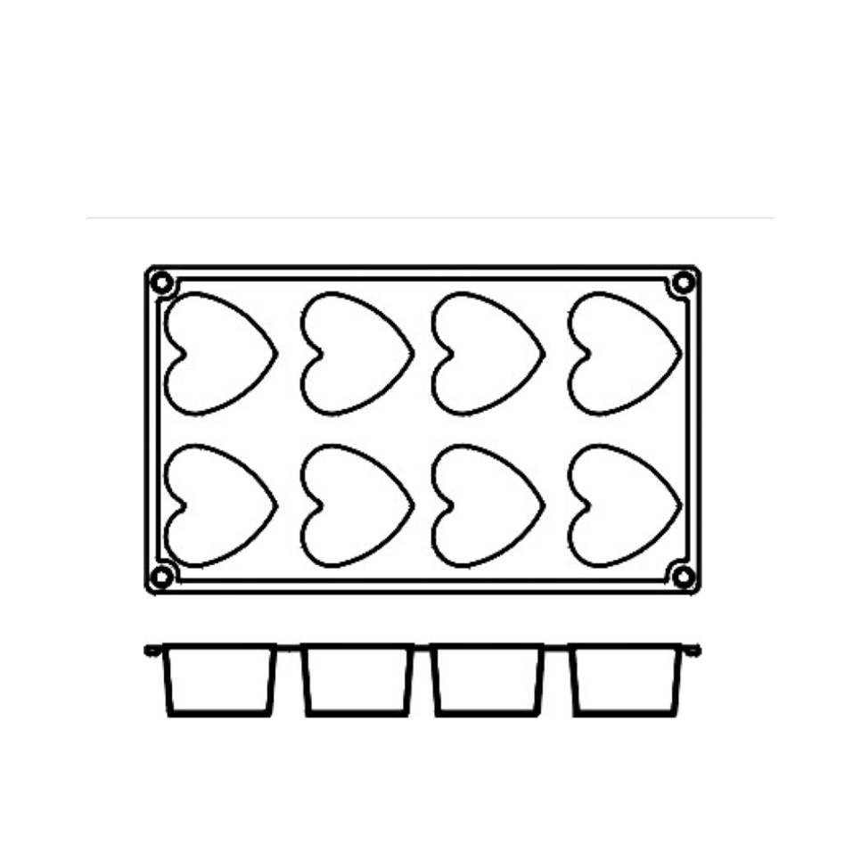 Leivontavuoka silikonia, sydän, 8 kpl - Pavoni Leivontavuoka silikonia, sydän, 8 kpl - Pavoni
