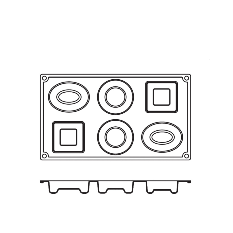 Leivontavuoka silikonia, pyöreä, soikea, neliö, 6 kpl - Pavoni Leivontavuoka silikonia, pyöreä, soikea, neliö, 6 kpl - Pavoni