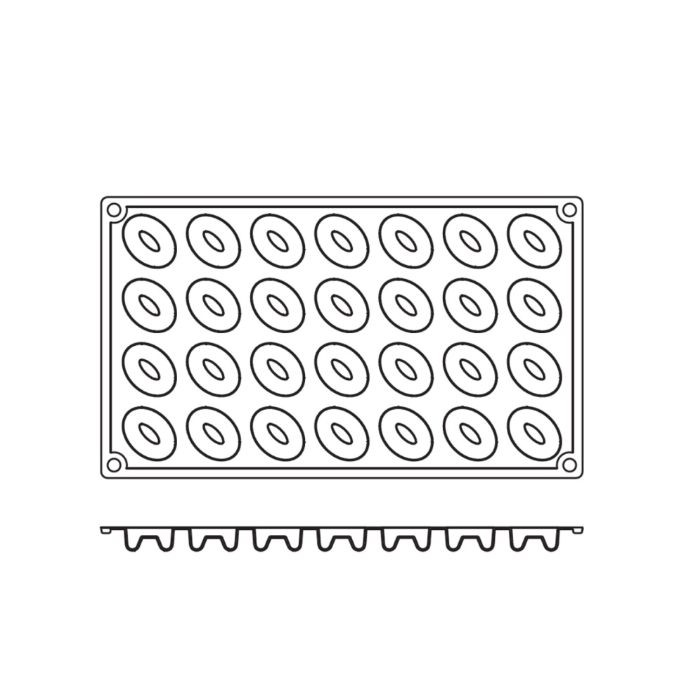 Leivontavuoka silikonia, pieni soikea Savarin, 28 kpl - Pavoni