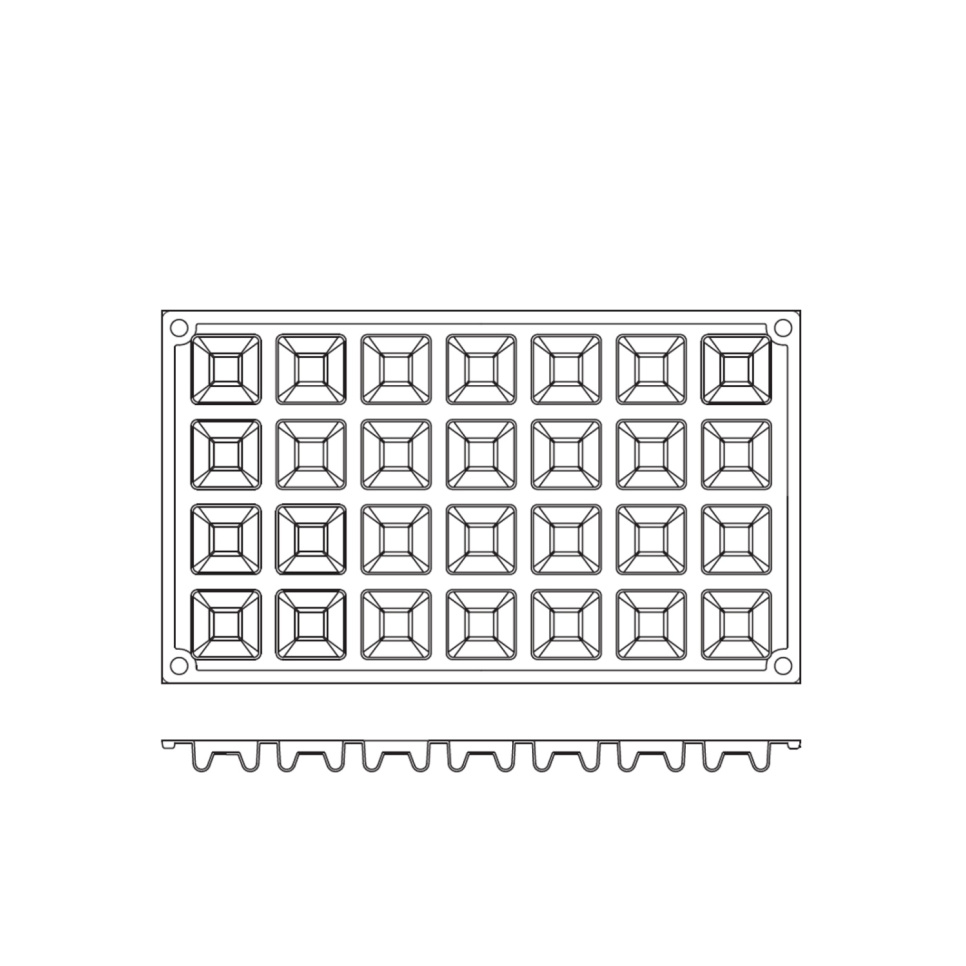 Leivontavuoka silikonia, pieni neliö Savarin, 28 kpl - Pavoni