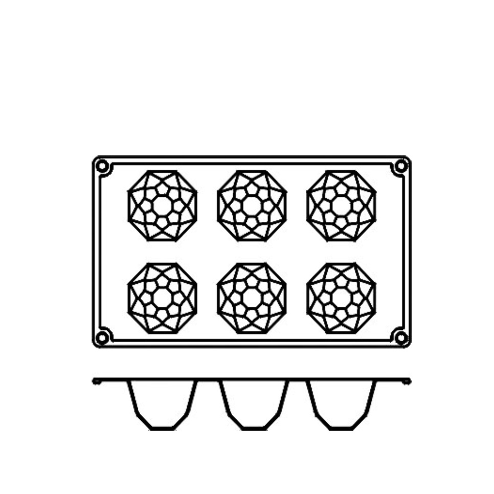 Leivontavuoka silikonia, timantti, 6 kpl - Pavoni
