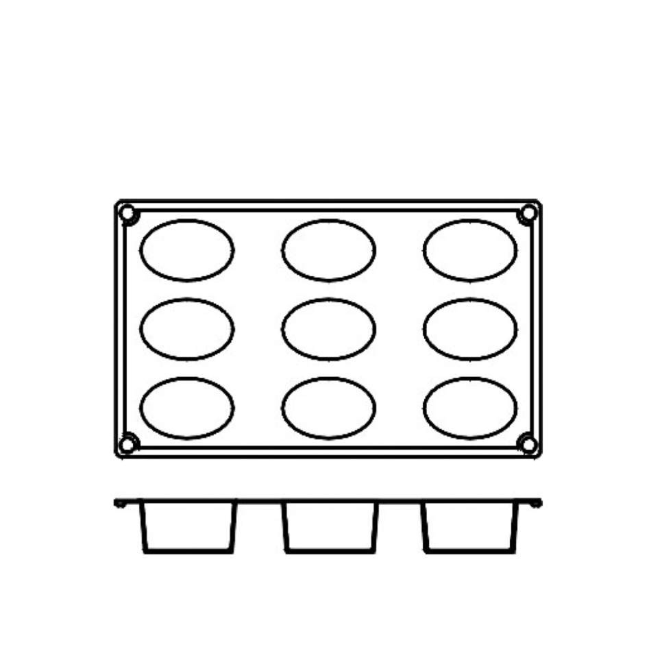 Leivontavuoka silikonia, soikea, 9 kpl - Pavoni