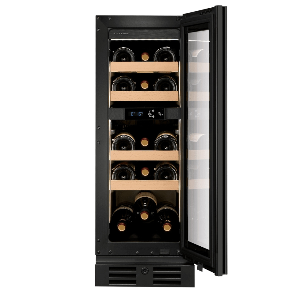 Viinikaappi Designline 30, Kaksi vyöhykettä, Musta, 718 - Vigneron