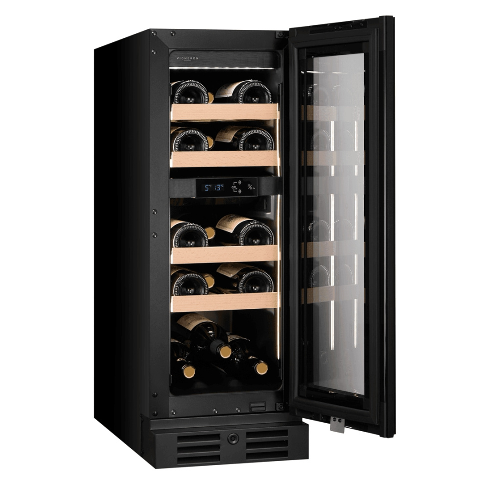 Viinikaappi Designline 30, Kaksi vyöhykettä, Musta, 718 - Vigneron