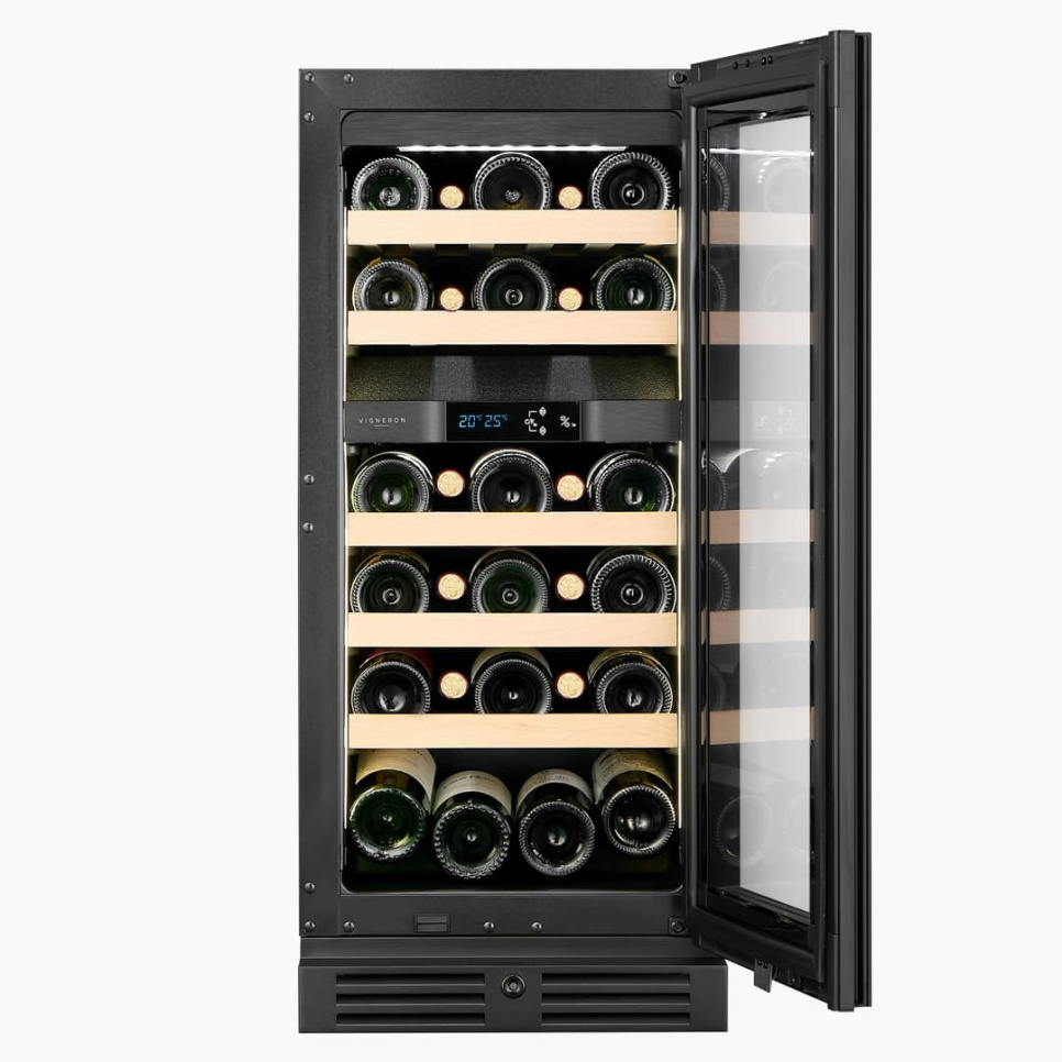 Viinikaappi Designline 40, Kaksi vyöhykettä, Musta - Vigneron