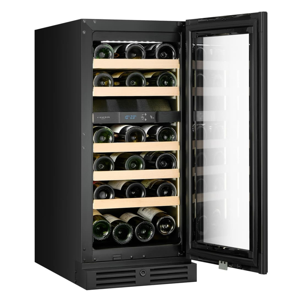 Viinikaappi Designline 40, Kaksi vyöhykettä, Musta - Vigneron