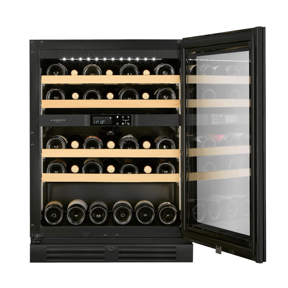Viinikaappi Designline 60, Kaksi vyöhykettä, Musta - Vigneron