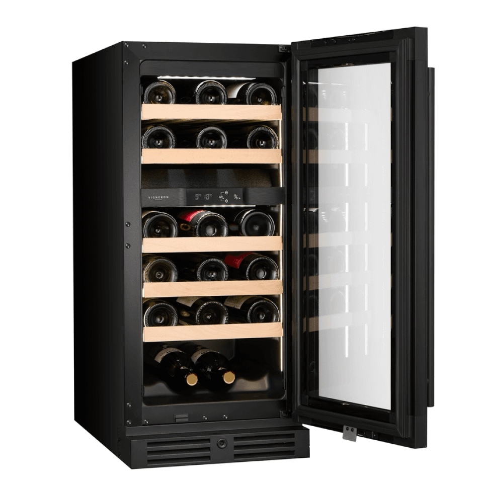 Viinikaappi Kitchen Collection 40, Kaksi vyöhykettä, Musta - Vigneron
