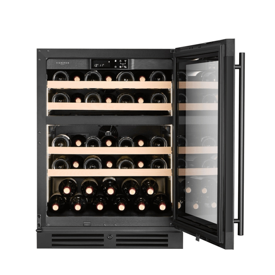 Viinikaappi Kitchen Collection 60, Kaksi vyöhykettä, Musta - Vigneron