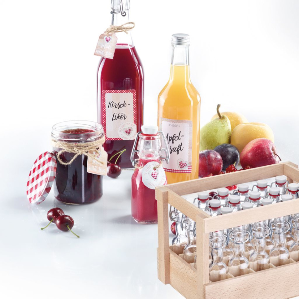 Lasipullo, jossa on kiikkukorkki ja puulaatikko, 40 ml, 24-pack - Westmark Lasipullo, jossa on kiikkukorkki ja puulaatikko, 40 ml, 24-pack - Westmark