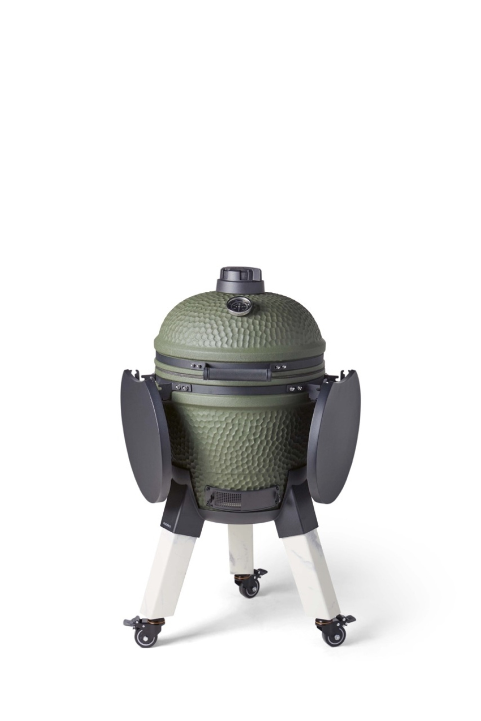 Kamado grilli, johon kuuluu jalkatuki, alumiinijalat (marmori jäljitelmä) pyörillä ja sivupöytä - Moddern ryhmässä Grillit, Liedet & Uunit / Grillit / Kamado-grillit @ KitchenLab (2236-32034)