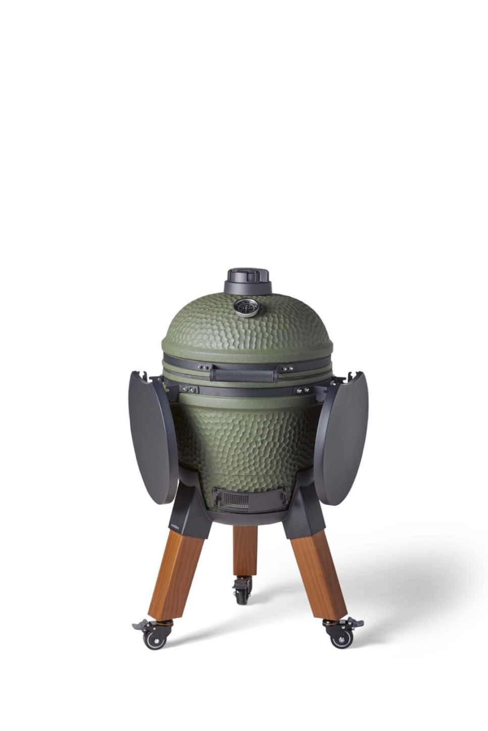 Kamado grilli, johon sisältyy jalkatuki, alumiinijalat (puujäljitelmä) pyörillä ja sivupöytä - Moddern ryhmässä Grillit, Liedet & Uunit / Grillit / Kamado-grillit @ KitchenLab (2236-32035)